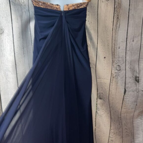 Xscape Strapless Beaded Maxi Dress with Fishtail Train Women size 4 - Picture 5 of 16